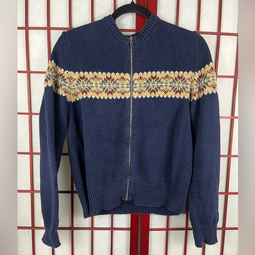 Navy Abercrombie & Fitch cotton blend full zip sweater